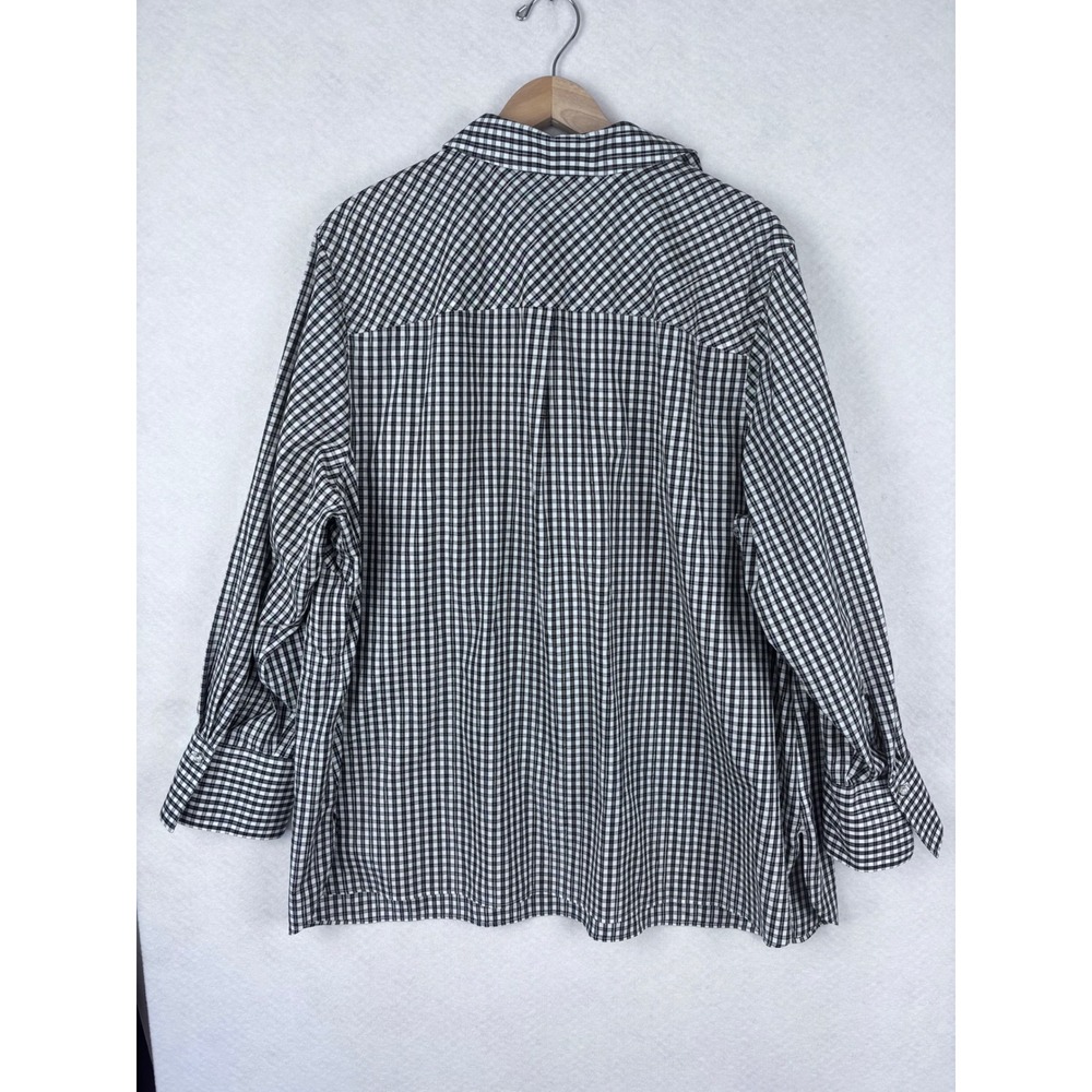 TALBOTS Gingham Tunic Shirt 22WP Black White Metallic Plaid Non-Iron Plus Petite - Picture 6 of 7